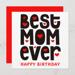 Best mam Ever Heart Happy Birthday Red Black White Kaart