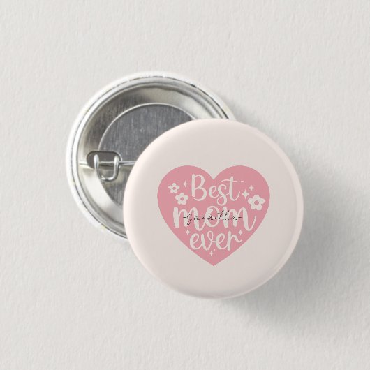 Best mam Ever Heart Ronde Button 3,2 Cm (Voorkant /achterkant)