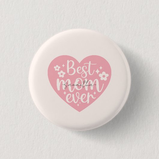 Best mam Ever Heart Ronde Button 3,2 Cm (Voorkant)