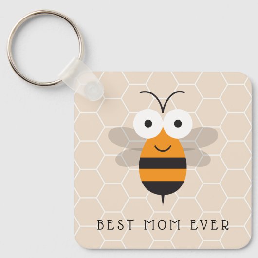Best mam Ever Honey Bee Button Sleutelhanger (Voorkant)