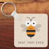 Best mam Ever Honey Bee Button Sleutelhanger (Voorkant)
