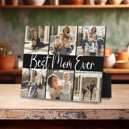"Best mam Ever" Keepslag 6 Foto Collage Plaque Fotoplaat