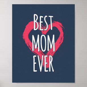 Best mam Ever Love Heart Typografie Poster