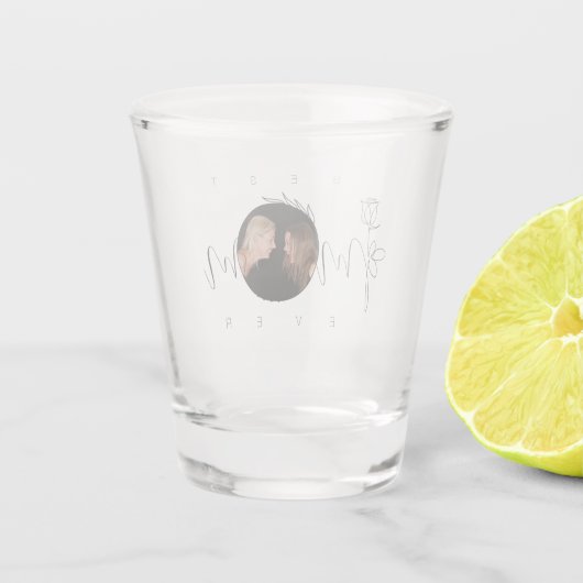 Best mam Ever Modern Floral Typografie Foto Shot Glas (Achterkant)