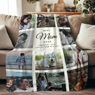 Best mam Ever Modern Instagram Cute Photo Collage Fleece Deken