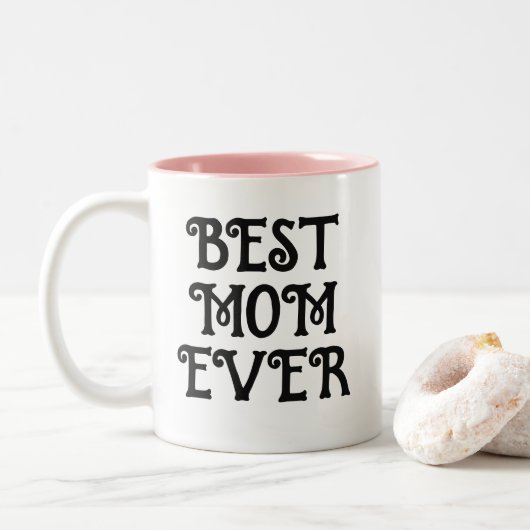 Best mam Ever Modern Typography Moederdag Gift Tweekleurige Koffiemok (Met donut)