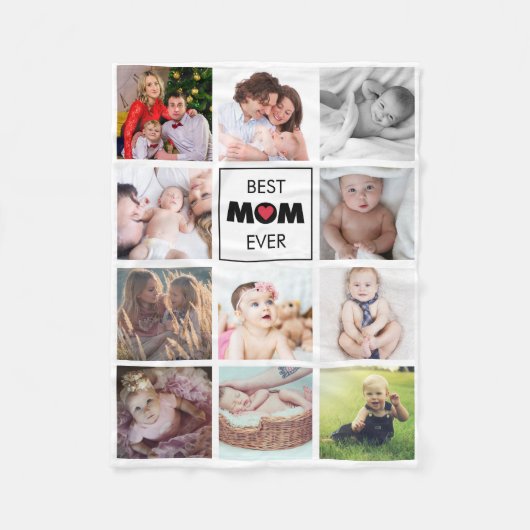 Best mam Ever Moderne Cute Photo Collage Custom Fleece Deken (Voorkant)