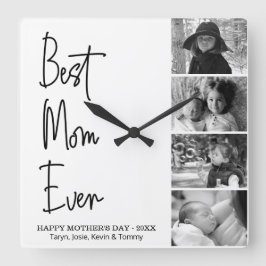 Best mam Ever Moederdag Black and White Photo Vierkante Klok