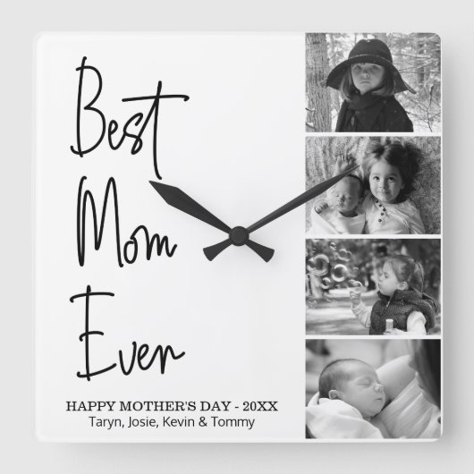 Best mam Ever Moederdag Black and White Photo Vierkante Klok (Voorkant)