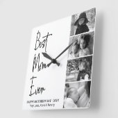 Best mam Ever Moederdag Black and White Photo Vierkante Klok (Hoek)