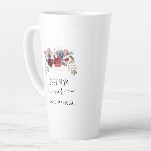 Best Mam Ever Moederdag Floral Aangepast Latte Mok (Linkerhoek)