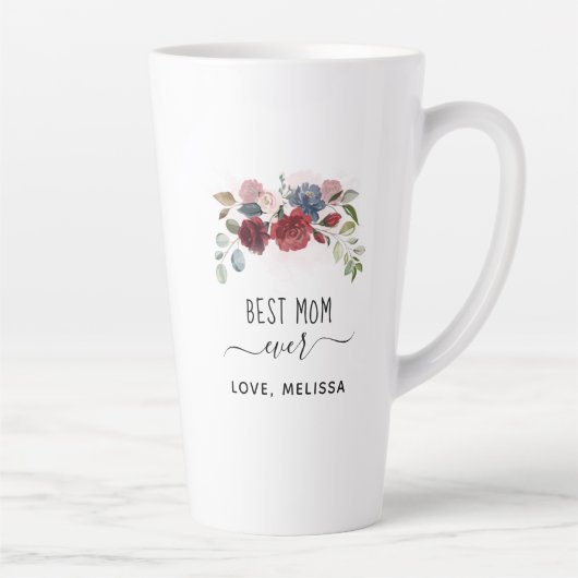 Best Mam Ever Moederdag Floral Aangepast Latte Mok (Rechts)