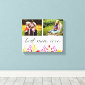 Best Mam Ever Moederdag Foto Collage Floral Canvas Afdruk (Insitu (Houten vloer))