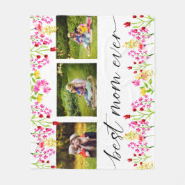 Best Mam Ever Moederdag Foto Collage Floral Fleece Deken