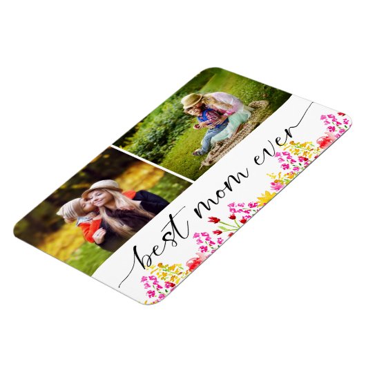 Best Mam Ever Moederdag Foto Collage Floral Magneet (Linkerzijde)