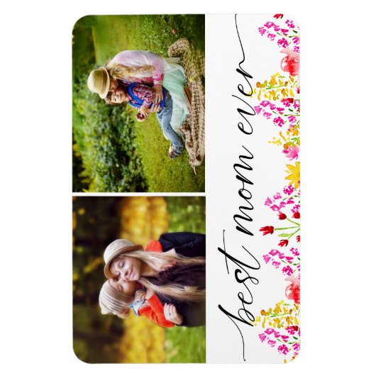 Best Mam Ever Moederdag Foto Collage Floral Magneet (Verticaal)