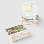 Best Mam Ever Moederdag Foto Collage Floral Stenen Onderzetter (Zijkant)