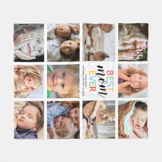 Best mam Ever Photo Collage Fleece Deken (Voorkant (Horizontaal))
