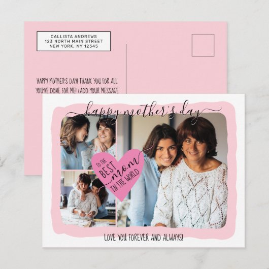 Best mam Ever Photo Collage Moederdag Feestdagenkaart (Voorkant / Achterkant)
