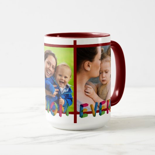Best mam Ever Photo Collage Personalized Burgundy Mok (Voorkant rechts)