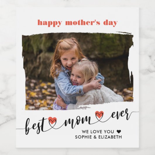 Best mam Ever Photo Moederdag Wijn Etiket (Enkel label)