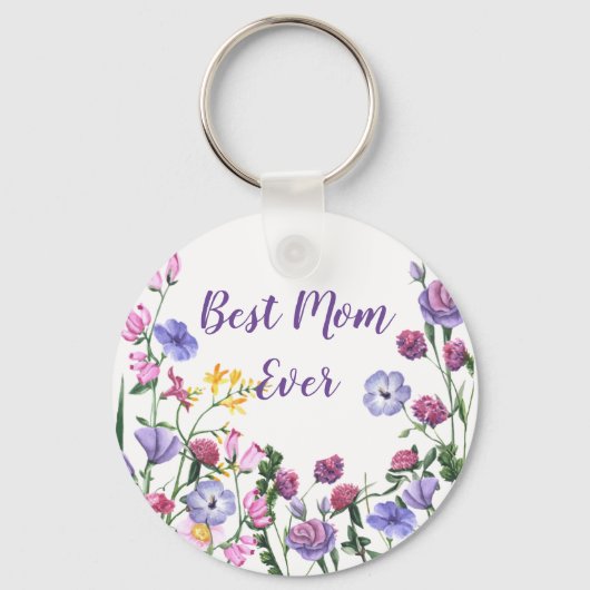 Best mam Ever Quote Summer Garden Flowers Sleutelh Sleutelhanger (Voorkant)