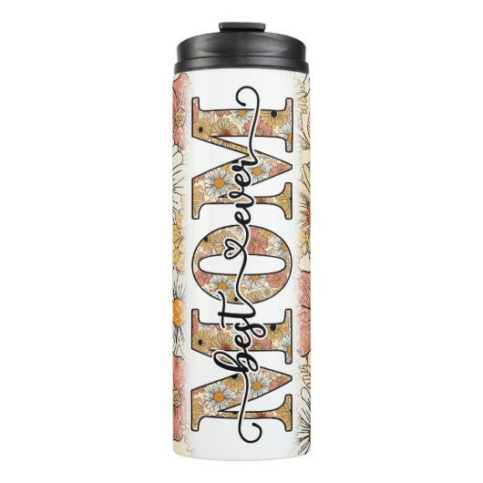 Best mam Ever Retro Floral Thermosbeker (Voorkant)