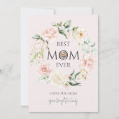 Best mam Ever-roze en White Roses Wreate Feestdagenkaart (Voorkant)