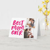 Best mam Ever roze foto Moederdag Kaart (Gele Bloem)
