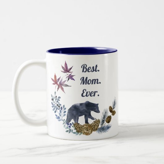 Best mam Ever Rustic Floral Foto Moederdag Tweekleurige Koffiemok (Links)