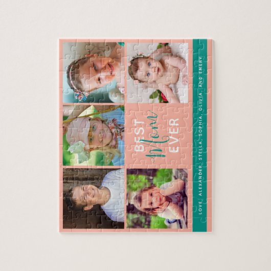 Best mam Ever Script Family Photo Collage Legpuzzel (Verticaal)
