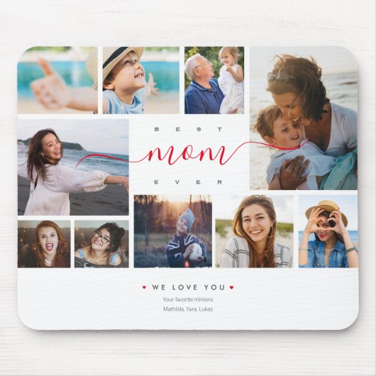 Best mam Ever Script Moederdag 10 Photo Collage Muismat (Voorkant)
