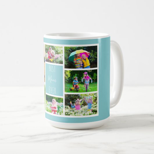 Best mam Ever Sky Blue Photo Collage Koffiemok (Voorkant rechts)