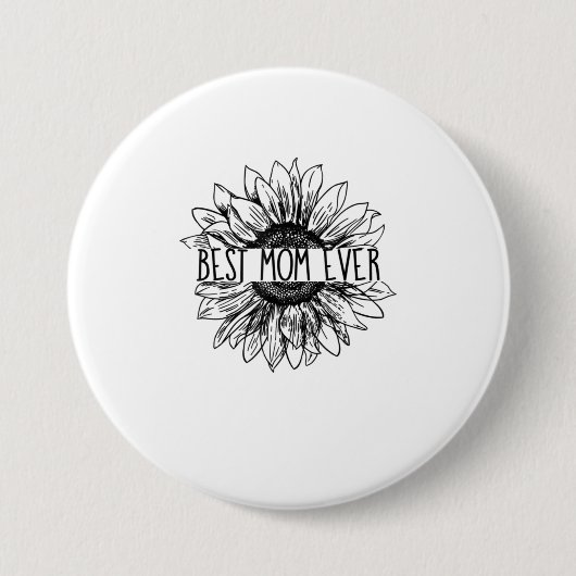 Best mam Ever Sunflower TShirt Ronde Button 7,6 Cm (Voorkant)