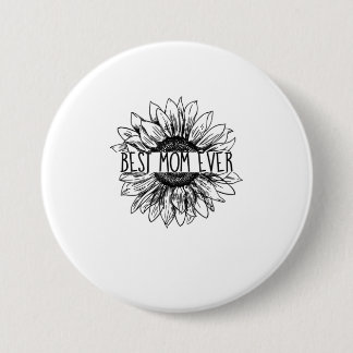 Best mam Ever Sunflower TShirt Ronde Button 7,6 Cm