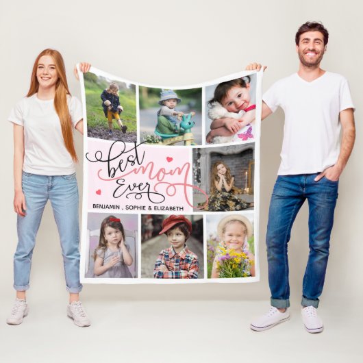Best mam Ever Typography Photo Collage Fleece Deken (In situ)