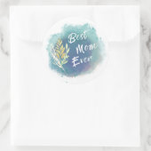 Best mam Ever Waterverf Floral Blue Round Sticker (Tas)