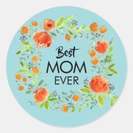 Best Mam Ever Waterverf Floral Stickers