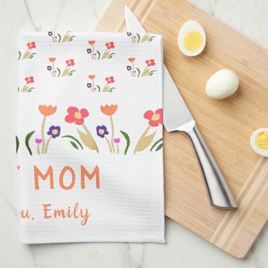 Best mam Flower Pattern Drawing Moeder Day Theedoek (Quarter Fold)