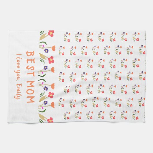 Best mam Flower Pattern Drawing Moeder Day Theedoek (Horizontaal)