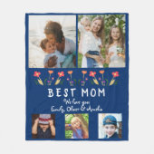 Best mam Flowers 5 Foto Collage Navy Blue Fleece Deken (Voorkant)