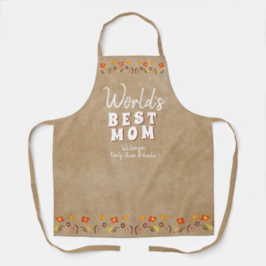 Best Mam Flowers Floral Beige Moederdag Schort (Voorkant)