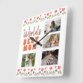 Best Mam Flowers Floral Moederdag Foto Vierkante Klok (Hoek)