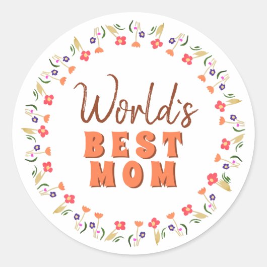 Best Mam Flowers Floral Moederdag Ronde Sticker (Voorkant)