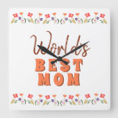 Best Mam Flowers Floral Moederdag Vierkante Klok (Voorkant)