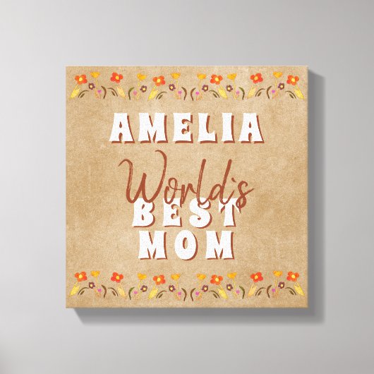 Best Mam Flowers Floral Rustic Beige Canvas Afdruk (Voorkant)