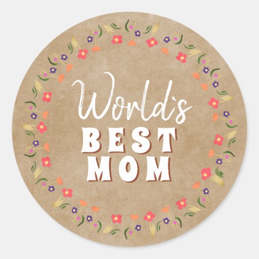Best Mam Flowers Floral Rustic Beige Ronde Sticker (Voorkant)