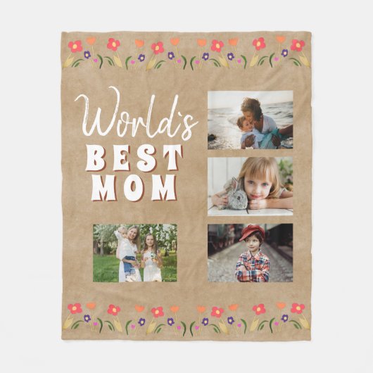 Best Mam Flowers Floral Rustic Foto Fleece Deken (Voorkant)