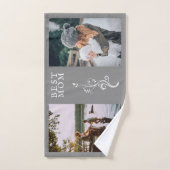 Best mam Foliage 2 Aangepaste foto's Moeder Grijs Bad Handdoek (Handdoek)