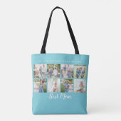 Best mam Foto Collage Aqua Blue Tote Bag (Achterkant)